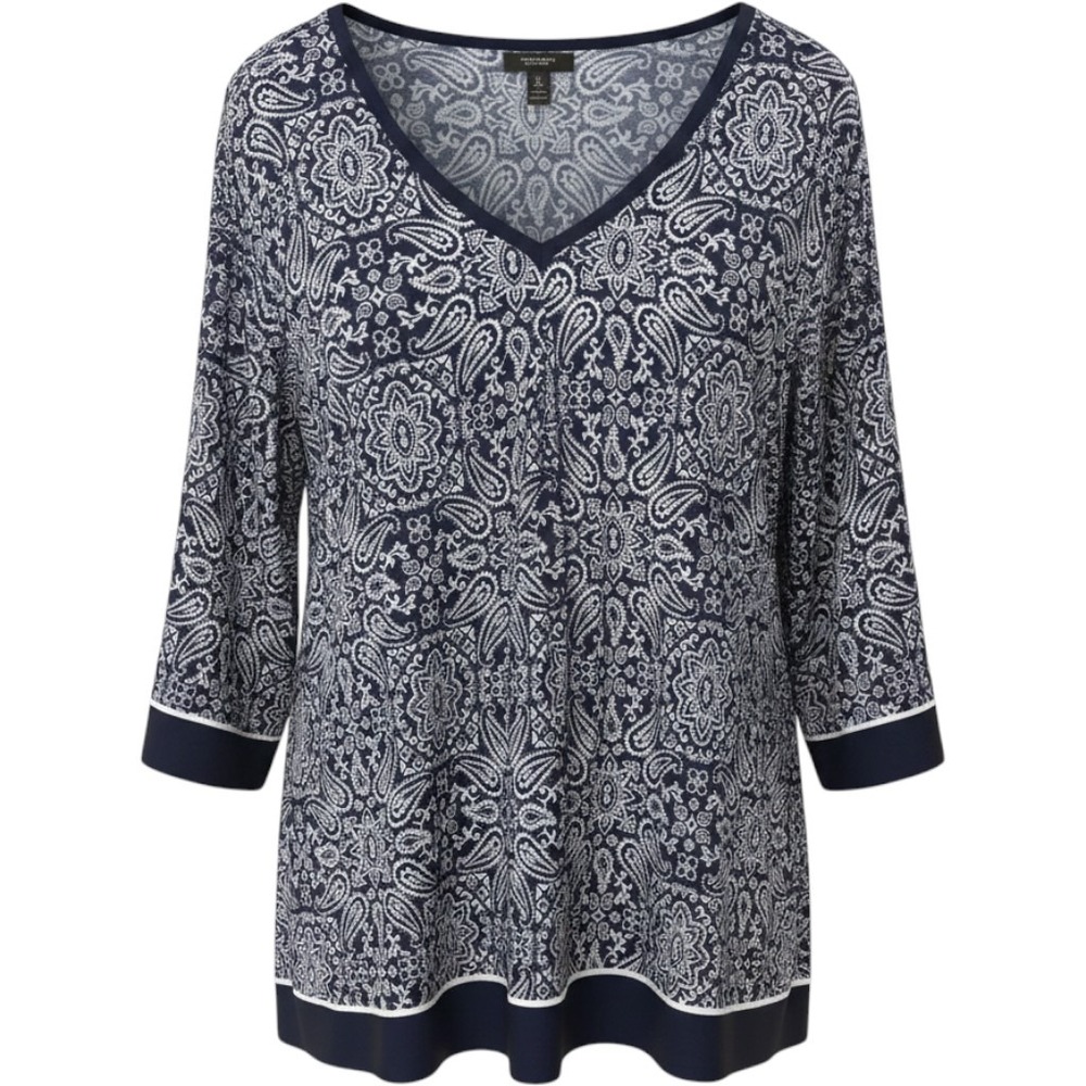 Simply Vera Vera Wang Women's Plus 2X Black White Paisley Tunic Top